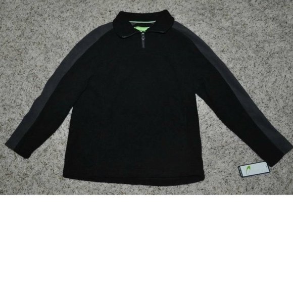 *Fleece Shirt Tek Gear sz 8 Black Gray Long Sleeve 1/4 Zip Neck Sweatshirt Boys - Picture 1 of 3